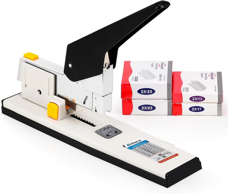 Frifreego Heavy Duty Stapler 210 Sheets Capacity, Effortless Office School Stapler with Adjustable Stapling Width of 60mm (2.36") with 4000 Staples, White - Image 1